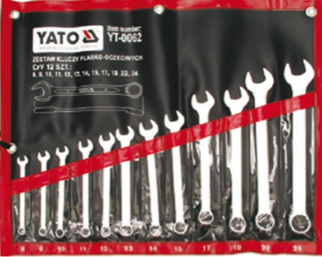 Bộ cờ lê vòng miệng hệ mét 12 chi tiết 8-24mm Yato YT-0062 Bộ cờ lê vòng miệng hệ mét 12 chi tiết 8-24mm Yato YT-0062