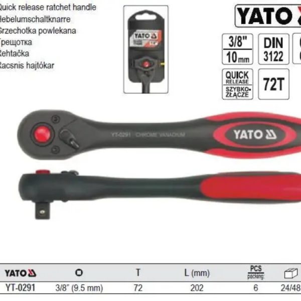 Cần siết tự động 3/8" dạng thẳng 202mm Yato YT-0291 - Ba Lan Cần siết tự động 3/8" dạng thẳng 202mm Yato YT-0291 - Ba Lan