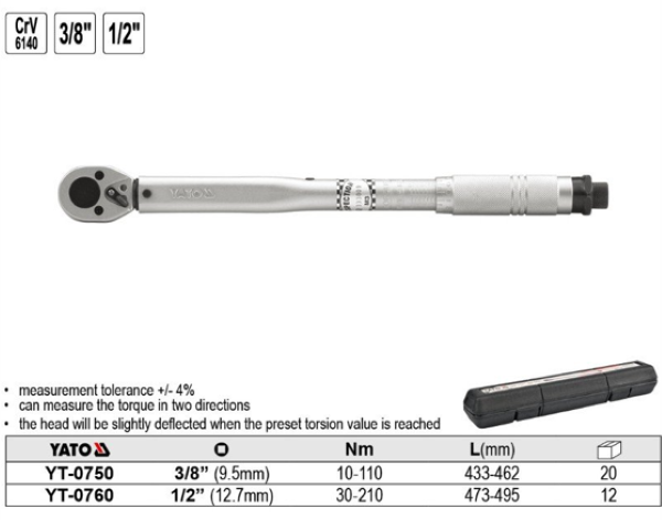 Cờ lê Cân Lực YATO YT-0750 & YT-0760 Cờ lê Cân Lực YATO YT-0750 & YT-0760