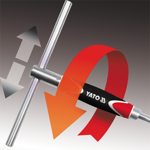 Tay vặn chữ T linh hoạt đầu 1/4"-3/8"-1/2" Yato - Ba Lan Tay vặn chữ T linh hoạt đầu 1/4"-3/8"-1/2" Yato - Ba Lan