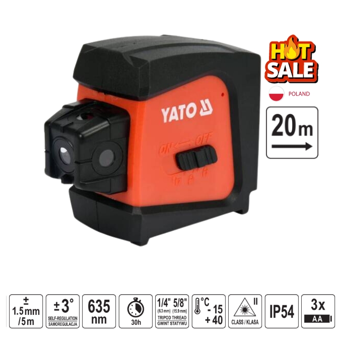 Thước laser 5 điểm 20M Yato YT-30427- Ba Lan Thước laser 5 điểm 20M Yato YT-30427- Ba Lan