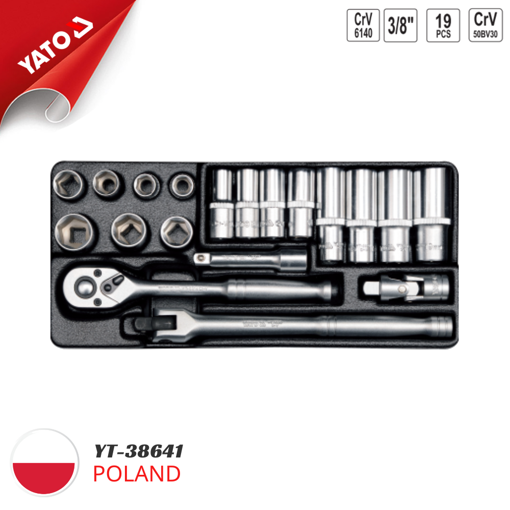 Bộ tuýp vặn tay tổng hợp 3/8" 19 món Yato YT-38641 - Ba Lan Bộ tuýp vặn tay tổng hợp 3/8" 19 món Yato YT-38641 - Ba Lan