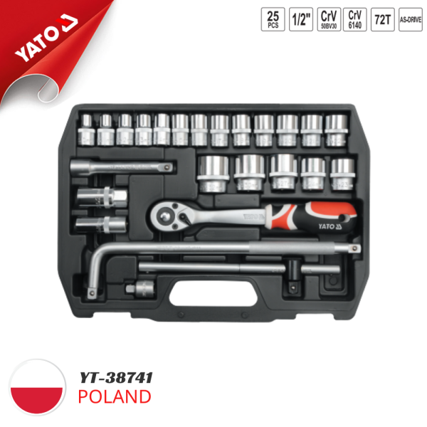 Bộ tuýp tay vặn 1/2" 25 món Yato YT-38741 - Ba Lan