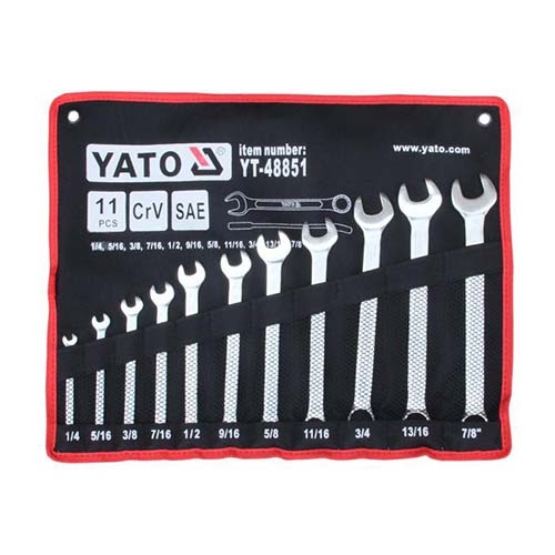 Bộ 11 Cờ Lê Vòng Miệng Hệ Inch 1/4"-7/8" YATO YT-48851
