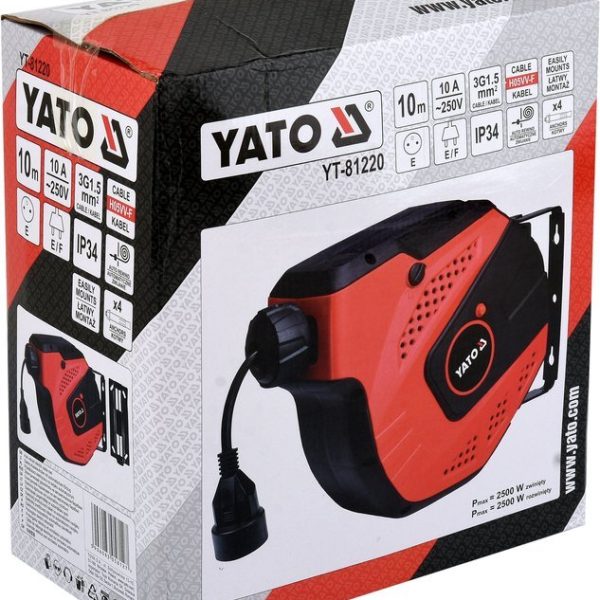 Cuộn dây điện tự rút treo tường 10M Yato YT-81220 Ba Lan Cuộn dây điện tự rút treo tường 10M Yato YT-81220 Ba Lan