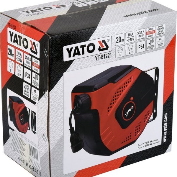 Ổ cắm điện tự rút, treo tường 20m Yato YT-81221 Ba Lan Ổ cắm điện tự rút, treo tường 20m Yato YT-81221 Ba Lan