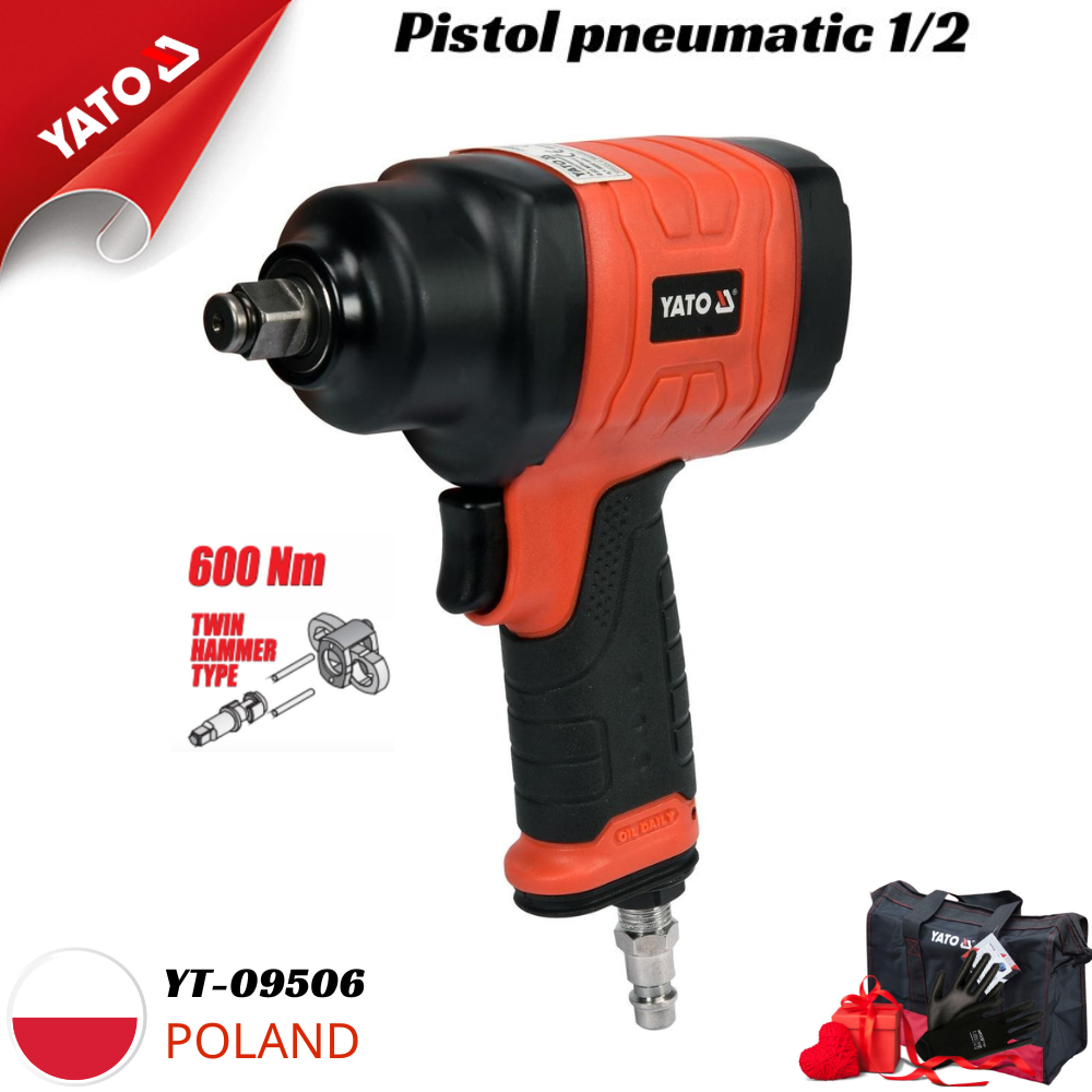 Súng siết bu lông 1/2 inch 600Nm Yato YT-09506 Súng siết bu lông 1/2 inch 600Nm Yato YT-09506