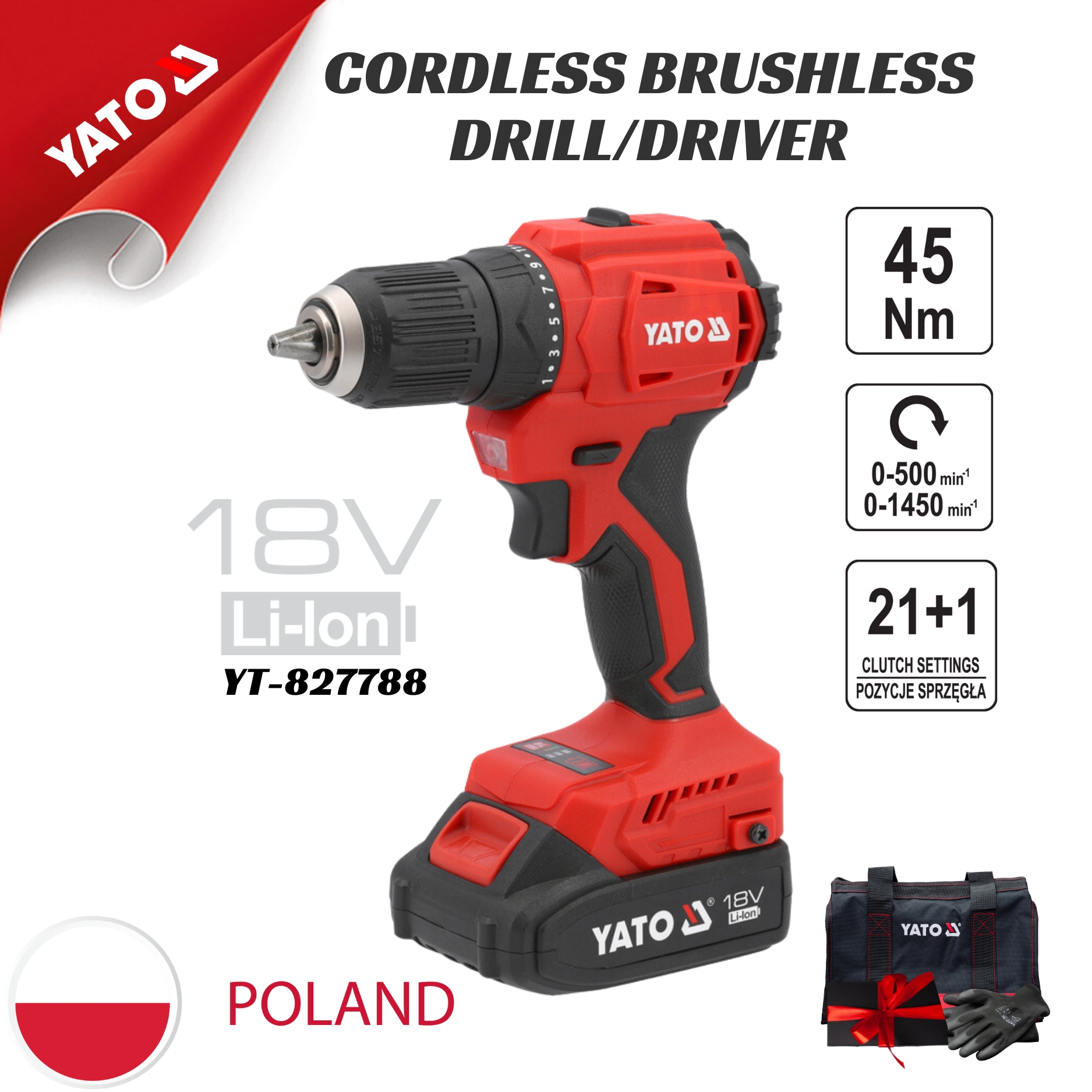 Máy Khoan Vặn Vít Pin 45N Yato YT-827788 (2Ah+Sạc) Máy Khoan Vặn Vít Pin 45N Yato YT-827788 (2Ah+Sạc)