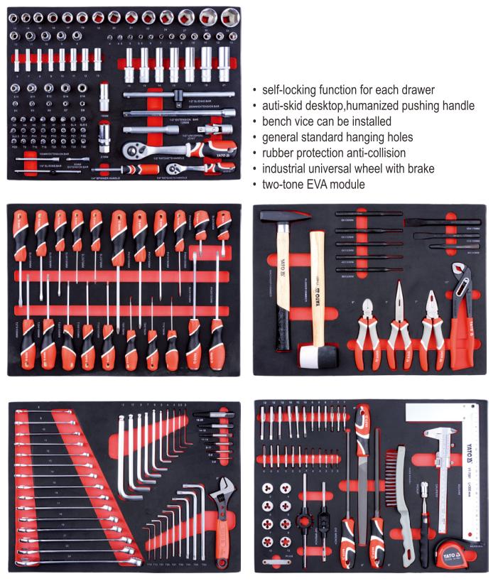 Tủ đồ nghề sửa chữa 211 món Yato YT-55290 Tủ đồ nghề sửa chữa 211 món Yato YT-55290