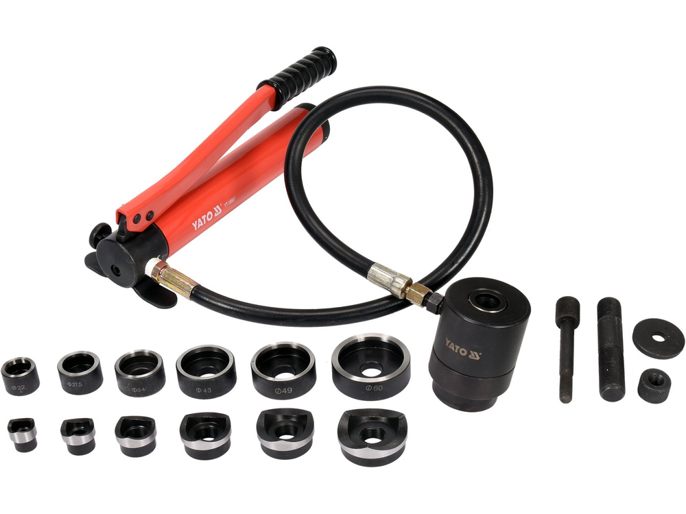 Máy Đục Lỗ Kim Loại Thủy Lực YATO YT-18907 Máy Đục Lỗ Kim Loại Thủy Lực YATO YT-18907: Lực Ép 6 Tấn, Đục Lỗ Chuẩn Xác Tới 22-60mm Trên Kim Loại Dày 4mm