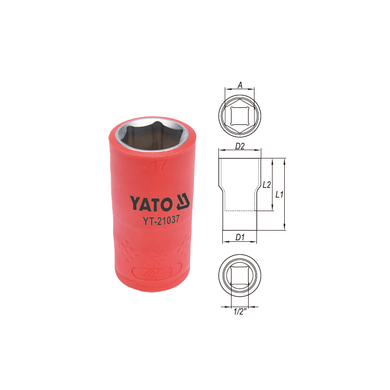 Đầu Tuýp Lục Giác Cách Điện YATO YT-21030 đến YT-21052 (1000V, 1/2") Đầu Tuýp Lục Giác Cách Điện YATO YT-21030 đến YT-21052 (1000V, 1/2"): Giải Pháp An Toàn và Mạnh Mẽ Cho Mọi Thao Tác Điện Áp Cao
