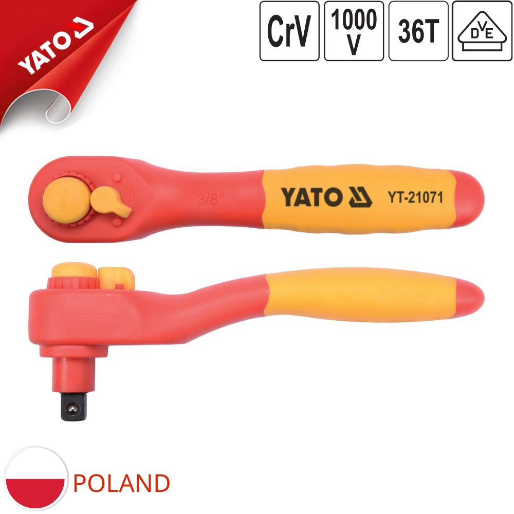 Tay Cầm Tự Động Đảo Chiều Cách Điện YATO YT-210709 (1/4") Tay Cầm Tự Động Đảo Chiều Cách Điện YATO YT-210709 (1/4"): An Toàn 1000V, Tiện Lợi Cho Mọi Thao Tác Điện!