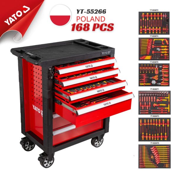 Tủ Đồ Nghề Sửa Chữa Cách Điện 168 Chi Tiết YATO YT-55266 (VDE 1000V): Giải Pháp Toàn Diện và An Toàn Tuyệt Đối Cho Xưởng Điện Chuyên Nghiệp