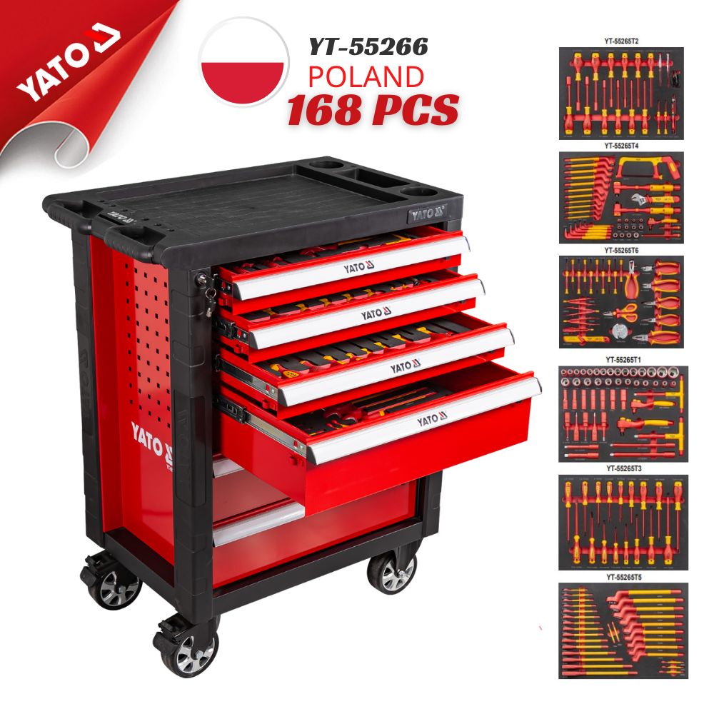 Tủ Đồ Nghề Sửa Chữa Cách Điện 168 Chi Tiết YATO YT-55266 (VDE 1000V) Tủ Đồ Nghề Sửa Chữa Cách Điện 168 Chi Tiết YATO YT-55266 (VDE 1000V): Giải Pháp Toàn Diện và An Toàn Tuyệt Đối Cho Xưởng Điện Chuyên Nghiệp
