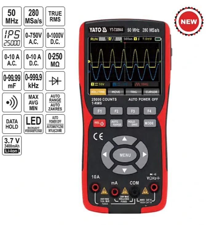 Đồng Hồ Vạn Năng Kỹ Thuật Số YATO YT-730944 Đồng Hồ Vạn Năng Kỹ Thuật Số YATO YT-730944: Oscilloscope Di Động Mạnh Mẽ với True RMS