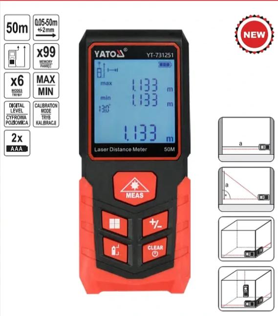 Máy Đo Khoảng Cách Laser YATO YT-731251 Máy Đo Khoảng Cách Laser YATO YT-731251