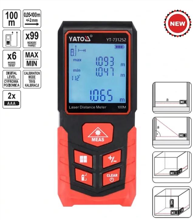Máy Đo Khoảng Cách Laser YATO YT-731252 Máy Đo Khoảng Cách Laser YATO YT-731252