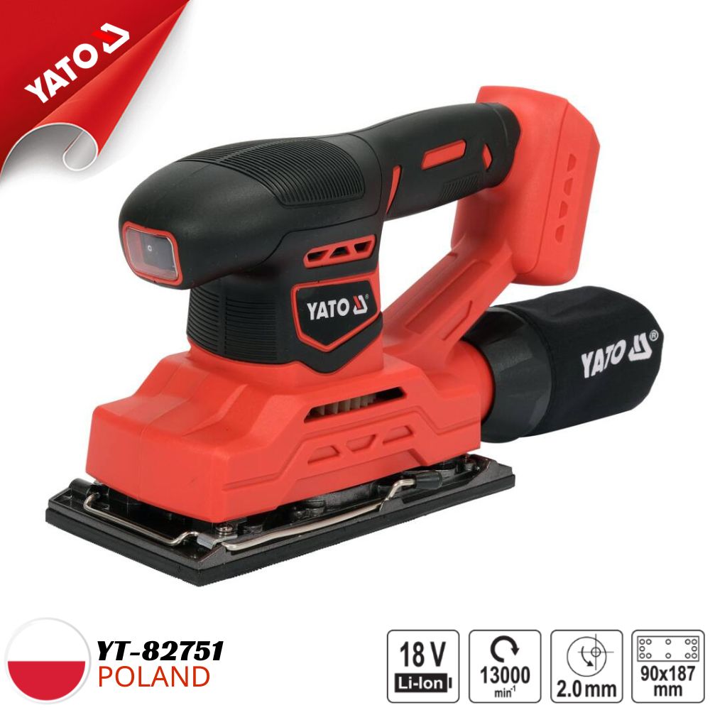 Máy Chà Nhám Rung Dùng Pin YATO YT-82751 Máy Chà Nhám Rung Dùng Pin YATO YT-82751: Làm Mịn Bề Mặt, Không Dây Linh Hoạt