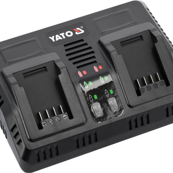 Bộ Sạc Pin Kép YATO YT-828499 (18V, 2.4A x2): Sạc Đôi Cực Nhanh, Nhân Đôi Hiệu Quả Công Việc