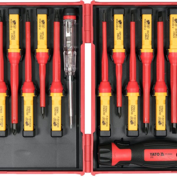 Bộ Tua Vít Thay Mũi Cách Điện YATO YT-28295 (13 Chi Tiết): Đa Năng, Siêu Bền & An Toàn 1000V Cho Thợ Điện Chuyên Nghiệp!