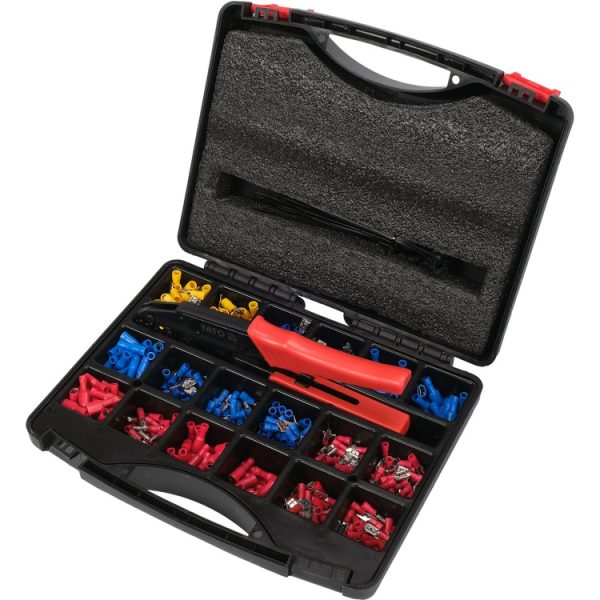 Bộ Kìm Bấm Cos và Đầu Cáp YATO YT-068920-551 Chi Tiết Bộ kìm bấm cos và đầu cáp YATO YT-068920 gồm 551 chi tiết, dùng cho dây điện 0.5-6.0 mm², AWG 22-10, đa dạng loại đầu cos và kìm bấm chuyên dụng