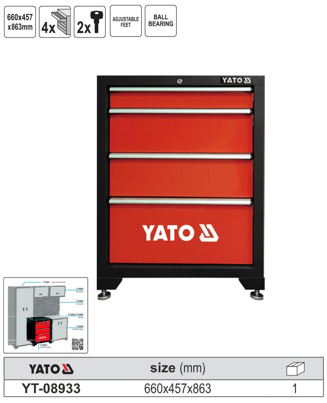 Tủ Kéo YATO YT-08933-Cho Xưởng Cơ Khí Tủ Kéo YATO YT-08933: Giải Pháp Lưu Trữ Chuyên Nghiệp Với Ngăn Kéo Tiện Lợi