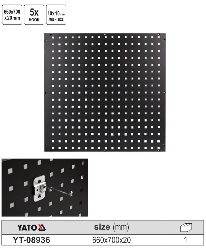 Bảng Móc Treo Dụng Cụ YATO YT-08936:-Cho Xưởng Cơ Khí Bảng Móc Treo Dụng Cụ YATO YT-08936: Giải Pháp Sắp Xếp Dụng Cụ Gọn Gàng và Khoa Học