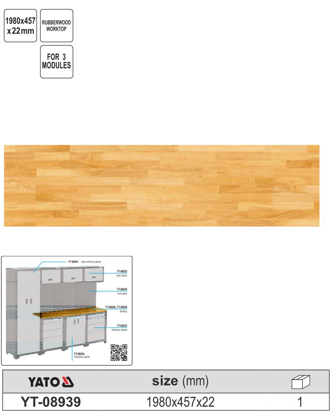 Mặt Bàn Gỗ Cao Su YATO YT-08939 Mặt Bàn Gỗ Cao Su YATO YT-08939: Bề Mặt Làm Việc Rộng Rãi và Chắc Chắn