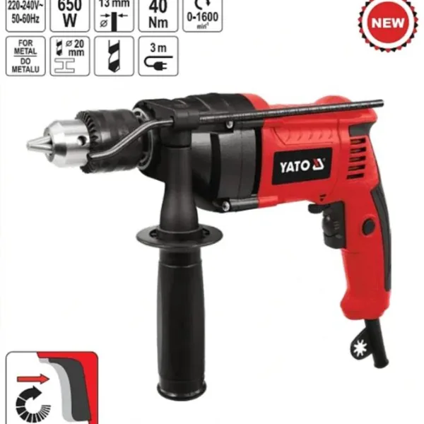Máy Khoan Búa Điện YATO YT-82048: 650W, Chuyên Khoan Kim Loại