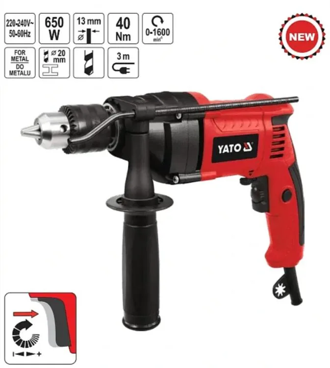 Máy Khoan Búa Điện YATO YT-82048: 650W-Khoan Kim Loại Máy Khoan Búa Điện YATO YT-82048: 650W, Chuyên Khoan Kim Loại