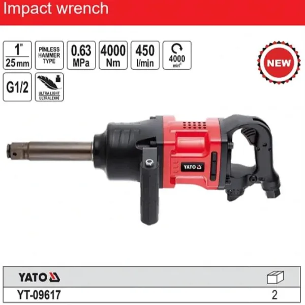 Súng Vặn Bu-lông Hơi 1" 4000Nm YATO YT-09617: Mạnh Mẽ, Chuyên Nghiệp