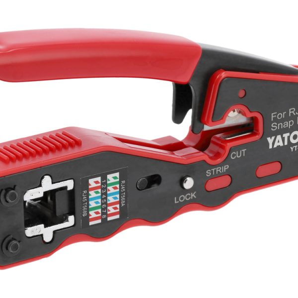 Kìm bấm mạng YATO YT-22440 đa năng, bấm cos RJ45, tuốt và cắt dây, dài 135 mm, chất liệu thép carbon, chuyên dụng cho kỹ thuật viên mạng.