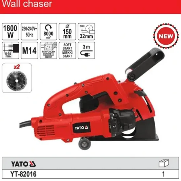 Máy Phay Rãnh Tường YATO YT-82016: Công Suất Mạnh Mẽ, Chính Xác Tối Ưu