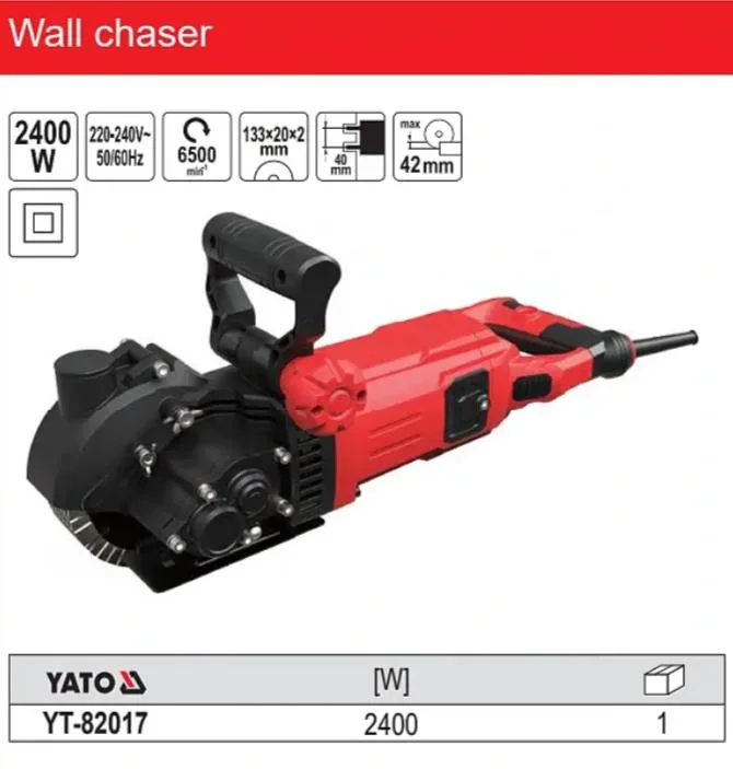 Máy Phay Rãnh Tường YATO YT-82017-2400W-133mm Máy Phay Rãnh Tường YATO YT-82017: Chuyên Nghiệp, Mạnh Mẽ và Bền Bỉ