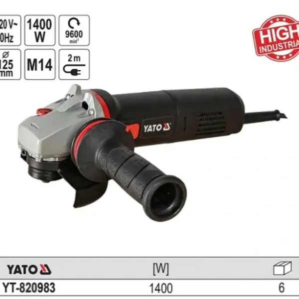 Máy Mài Góc YATO YT-820983: Công Suất 1400W, Đĩa 125mm, Cho Hiệu Quả Công Nghiệp Cao