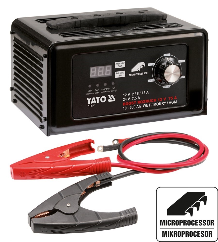 Bộ Sạc Ắc Quy YATO YT-83051 và YT-83052 Bộ Sạc Ắc Quy YATO YT-83051 và YT-83052: Sức Mạnh Sạc Thông Minh và Chức Năng Khởi Động Nhanh